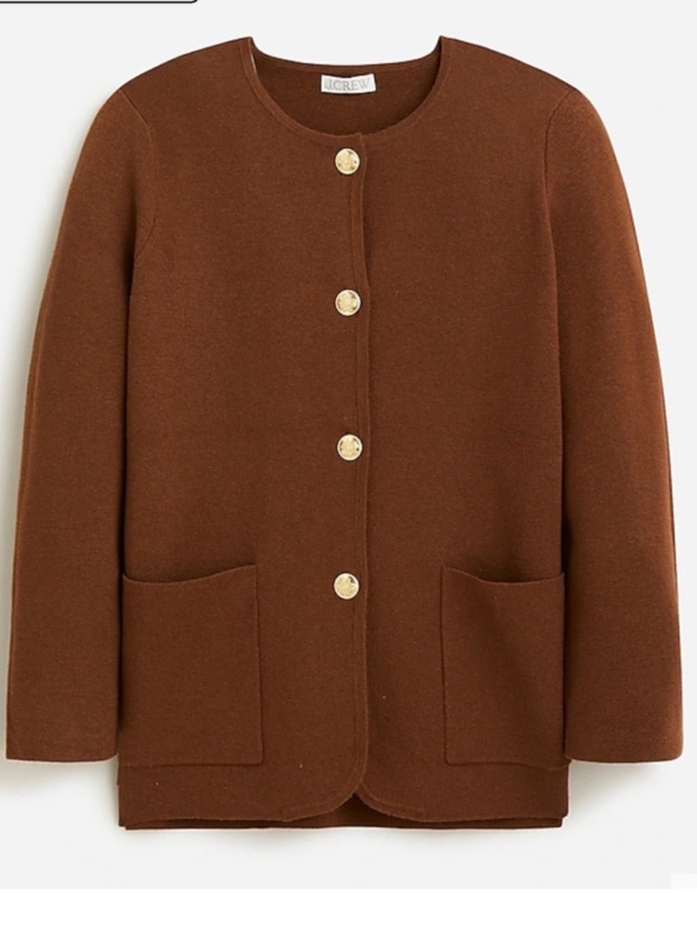 J.Crew Giselle Sweater Blazer Merino Wool Gold Button Knit Jacket L - Picture 4 of 14